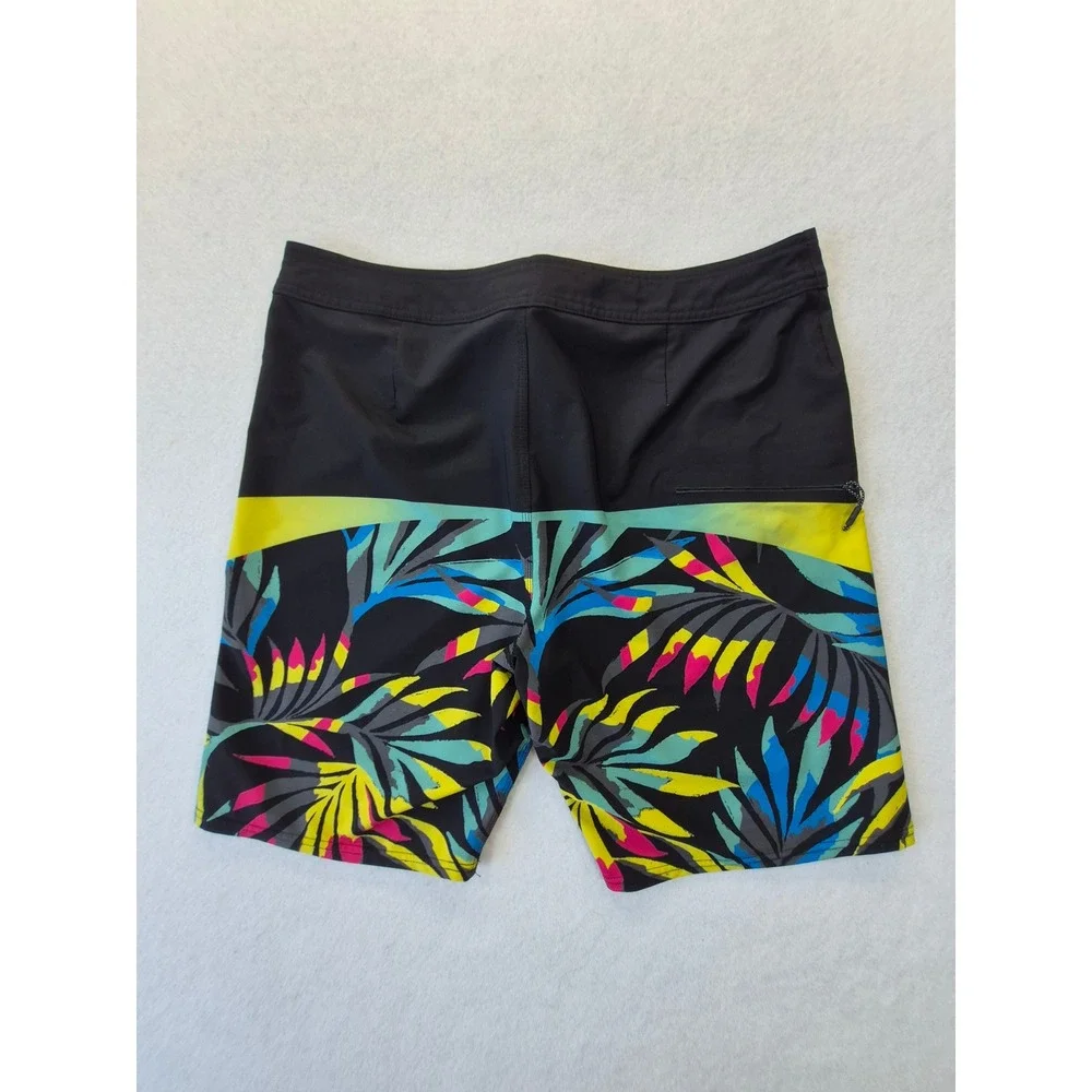 O'Neill Hyperfreak Tropical Palm Board Shorts Black Neon Men's 34